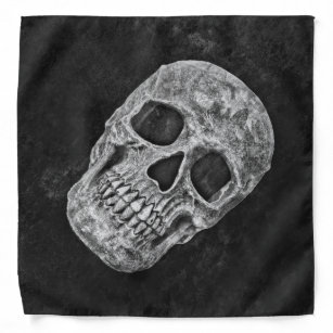Gothic Grunge Skull Black And White Texture Bandana