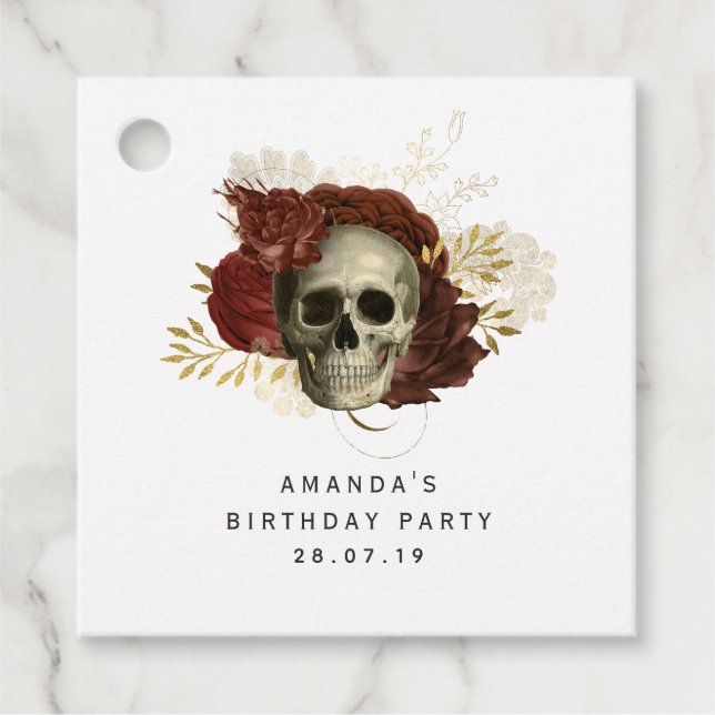 Gothic Grunge Skull Favor Tags (Front)