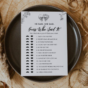 Gothic Guess Who Said It Bridal Shower Game Card