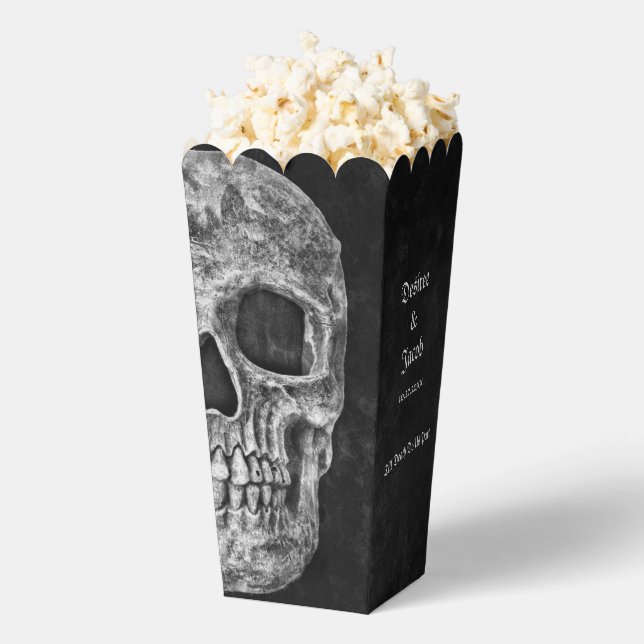 Gothic Half Skull Black And White Cool Favor Boxes (Popped)
