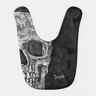 Gothic Half Skull Black And White Cool Grunge Baby Bib