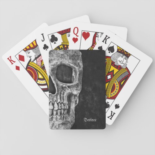 Gothic Half Skull Black And White Cool Grunge Playing Cards