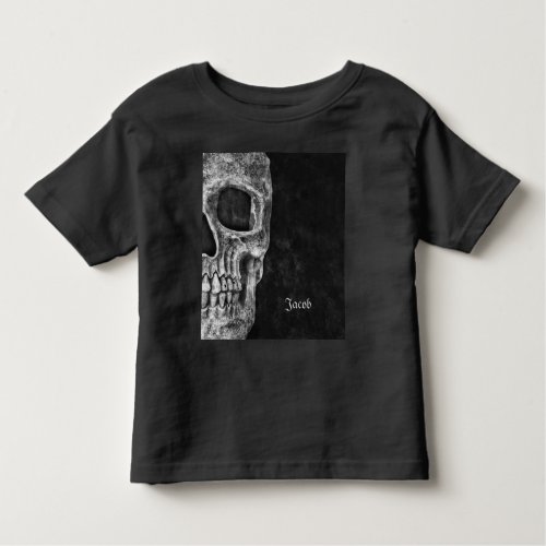 Gothic Half Skull Black And White Cool Grunge Toddler T_shirt