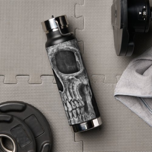 Gothic Half Skull Black And White Cool Texture Water Bottle