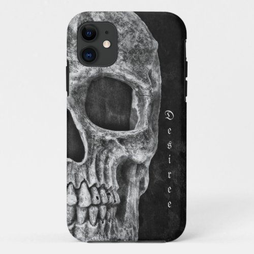 Gothic Half Skull Black And White Grunge Cool iPhone 11 Case