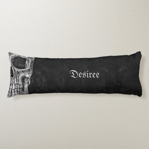 Gothic Half Skull Cool Black And White Grunge Body Pillow