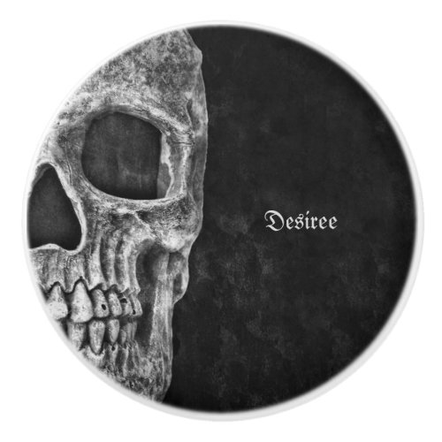 Gothic Half Skull Cool Black And White Grunge Ceramic Knob