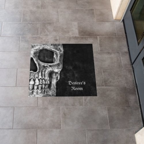 Gothic Half Skull Cool Black And White Grunge Floor Decals