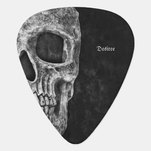 Gothic Half Skull Cool Black And White Grunge Guitar Pick