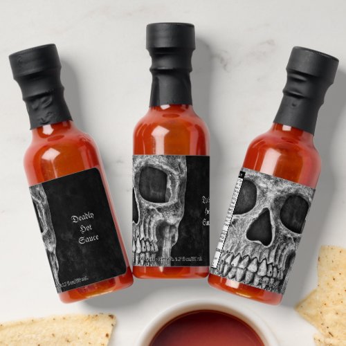 Gothic Half Skull Cool Black And White Grunge Hot Sauces