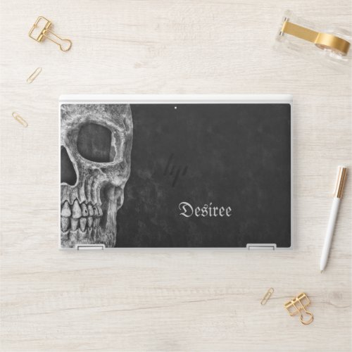 Gothic Half Skull Cool Black And White Grunge HP Laptop Skin