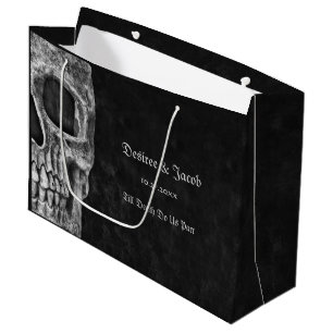 Gothic Half Skull Cool Black And White Grunge Large Gift Bag