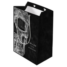 Gothic Half Skull Cool Black And White Grunge Medium Gift Bag