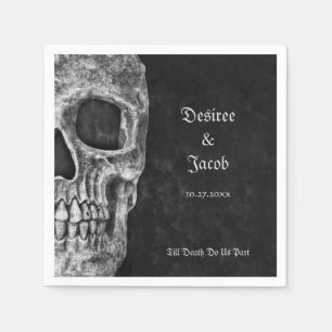 Gothic Half Skull Cool Black And White Grunge Napkins