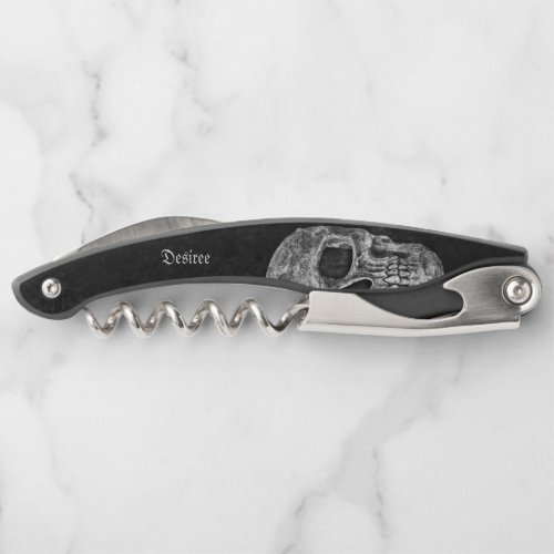 Gothic Half Skull Cool Black And White Grunge Waiters Corkscrew