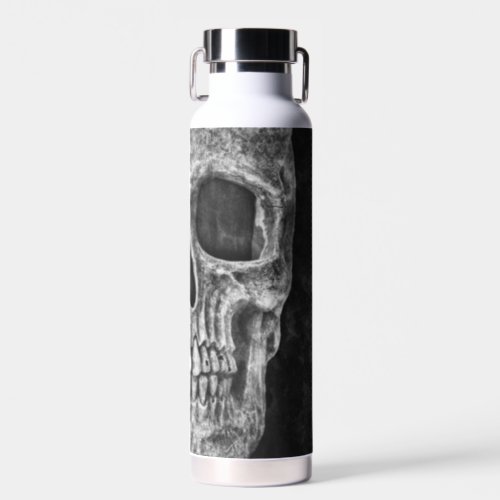 Gothic Half Skull Cool Black And White Grunge Water Bottle