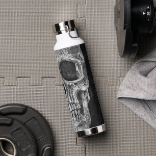 Gothic Half Skull Cool Black And White Grunge Water Bottle