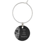 Gothic Half Skull Cool Black And White Grunge Wine Charm
