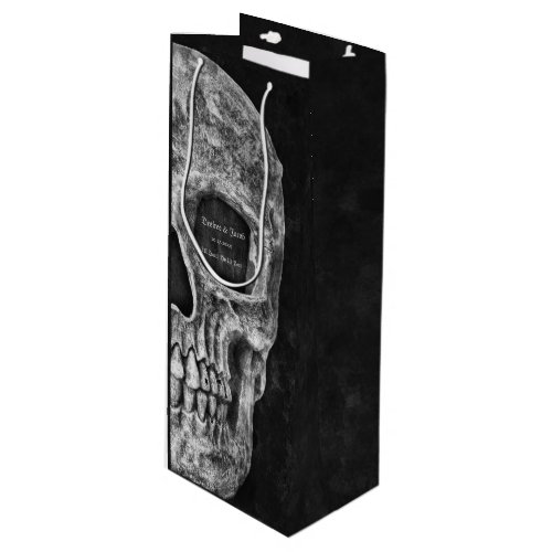 Gothic Half Skull Cool Black And White Grunge Wine Gift Bag