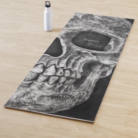 Gothic Half Skull Cool Black And White Grunge Yoga Mat