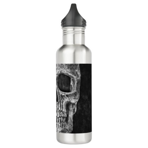 Gothic Half Skull Cool Black And White Texture Stainless Steel Water Bottle