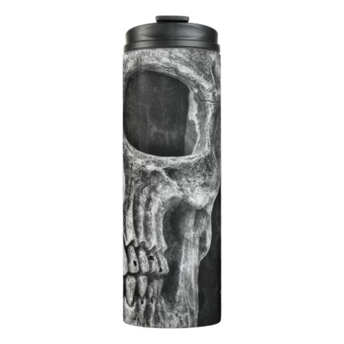 Gothic Half Skull Cool Black And White Texture Thermal Tumbler