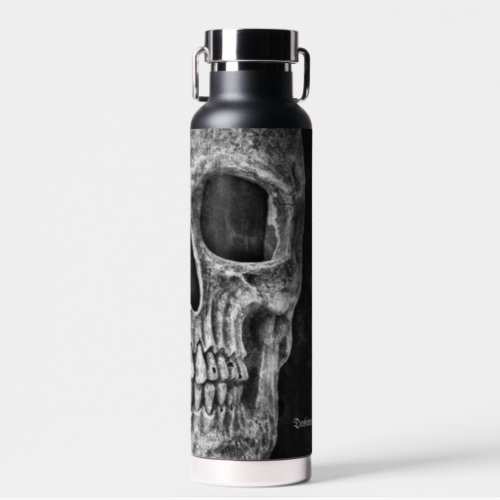 Gothic Half Skull Cool Black And White Texture Water Bottle