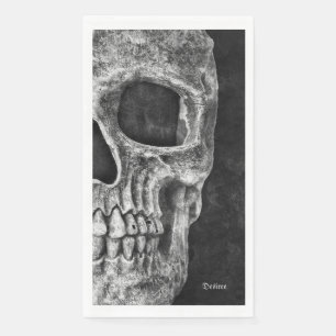 Gothic Half Skull Head Black And White Cool Grunge Paper Guest Towels