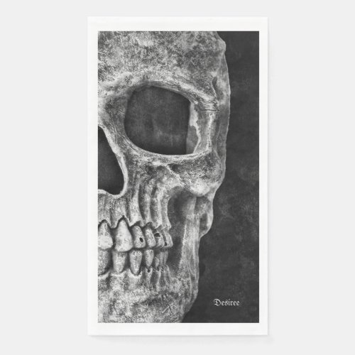 Gothic Half Skull Head Black And White Cool Grunge Paper Guest Towels