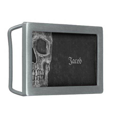 Gothic Half Skull Head Cool Black And White Grunge Belt Buckle