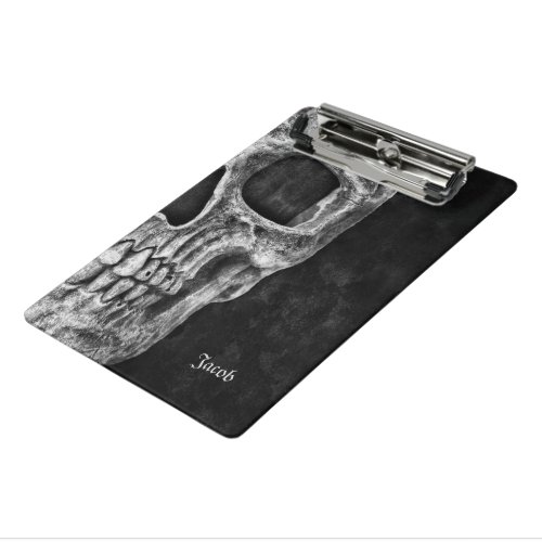 Gothic Half Skull Head Cool Black And White Grunge Mini Clipboard