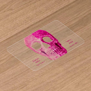 Gothic Half Skull Light And Dark Pink Tattoo Shop Clear Business Cards