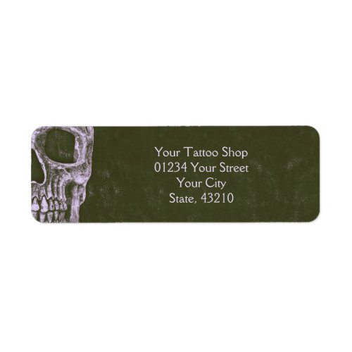 Gothic Half Skull Olive Green Grunge Tattoo Artist Label