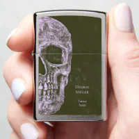 Original Black Matte Zippo Lighter with Personalised Skull Design – Impress  Personalised Gifts