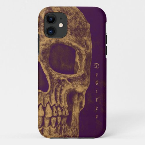 Gothic Half Skull Purple Gold Grunge Cool iPhone 11 Case
