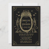 Gothic Hallowedding Gold Skeleton Wedding 