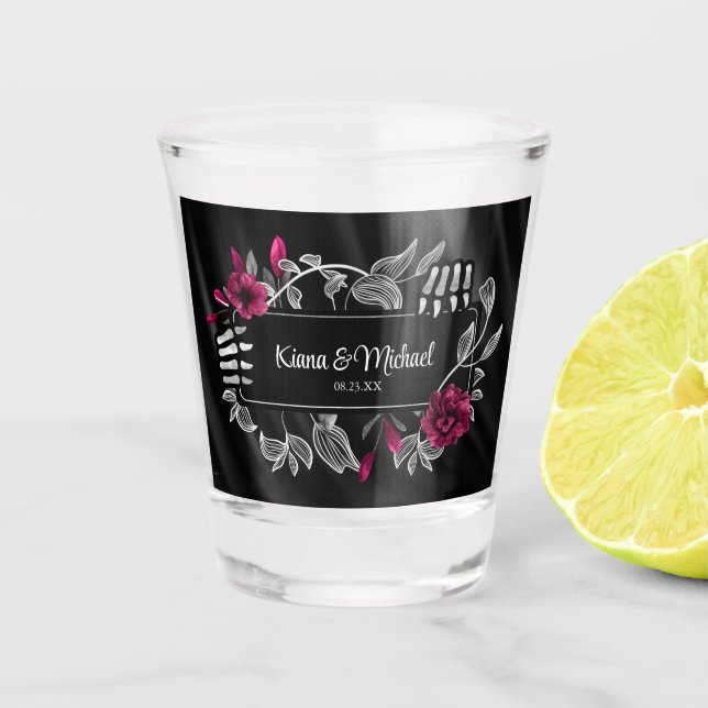 Gothic Hallowedding Skeletal Hands Burgundy ID866  Shot Glass (Front)