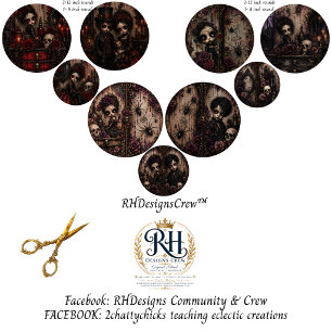 Gothic Halloween 12 & 8" Round Decouapge Wrapping Paper Sheets
