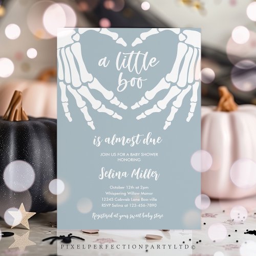 Gothic Halloween A Little Is Due Boo Baby Shower Invitation