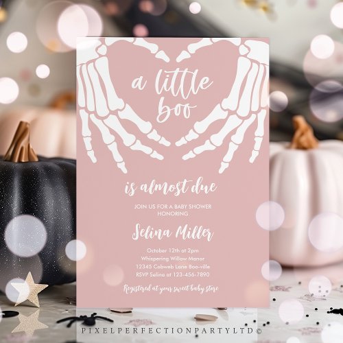 Gothic Halloween A Little Is Due Boo Baby Shower Invitation