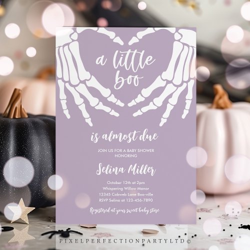 Gothic Halloween A Little Is Due Boo Baby Shower Invitation