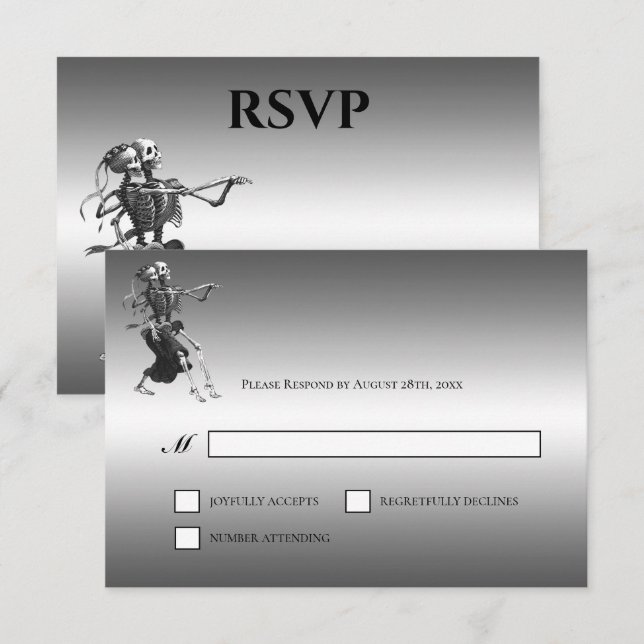 Gothic Halloween Alternative Wedding RSVP Card (Front/Back)