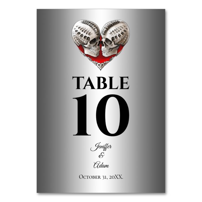 Gothic Halloween Alternative Wedding Table Number (Front)