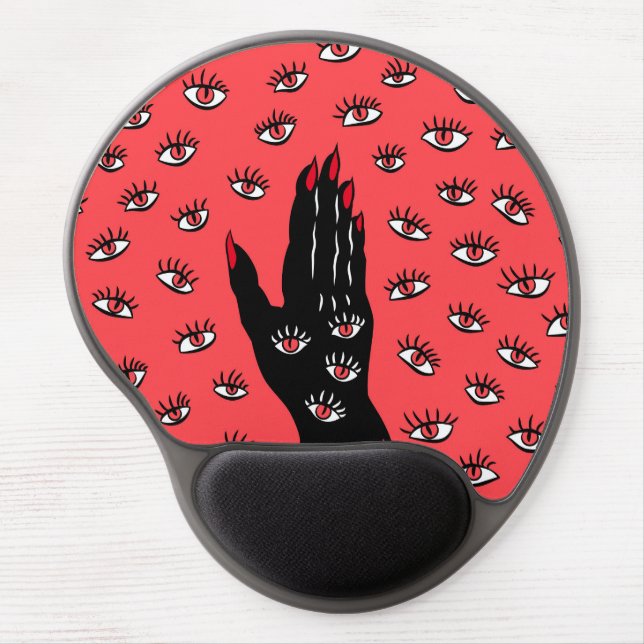 Gothic Halloween Art – Black Hand Spooky Eyes Gel Mouse Pad (Front)