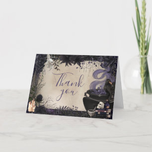 Gothic Halloween Baby is Brewing Baby Shower Letterpress Thank You Card