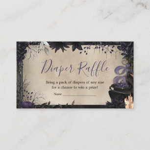 Gothic Halloween Baby is Brewing Diaper Raffle Enclosure Card