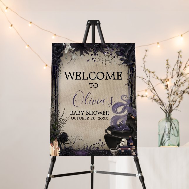 Gothic Halloween Baby is Brewing Welcome Sign (In Situ (Stand))