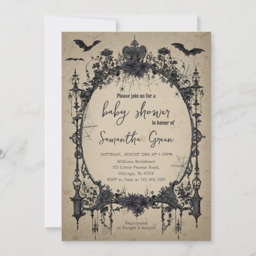 Gothic Halloween Baby Shower Invitation