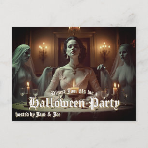 Gothic Halloween Banquet in Candlelight Holiday Postcard