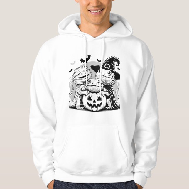 Gothic Halloween Bearded Dragon Trio Hoodie (Front)